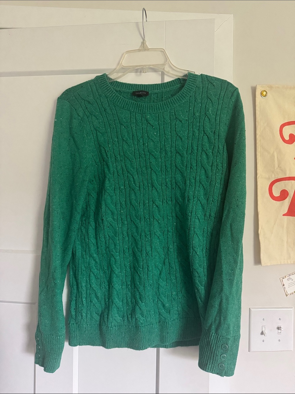 Talbots Emerald Green Cable Knit Sweater